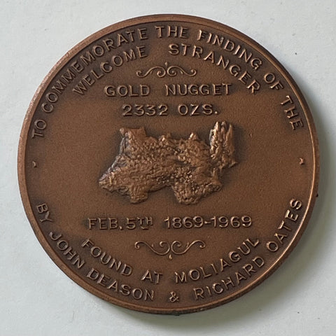 Australia 1969 Midlands Numismatic Society Welcome Stranger Medallion