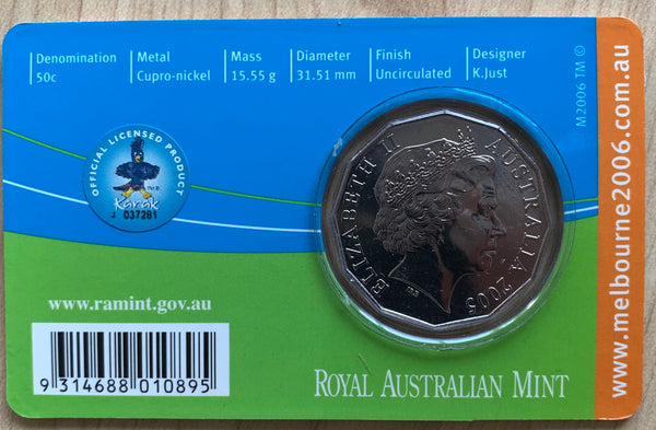 2006 Melbourne Commonwealth Games 50c Secondary School Student Coin Design Uncirculated