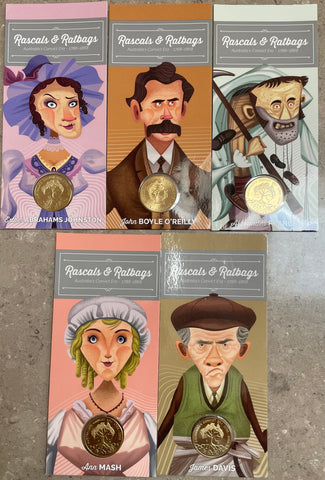 Australia 2018 $1 One Dollar RASCALS & RATBAGS Set of 5 'C' mintmark Coins