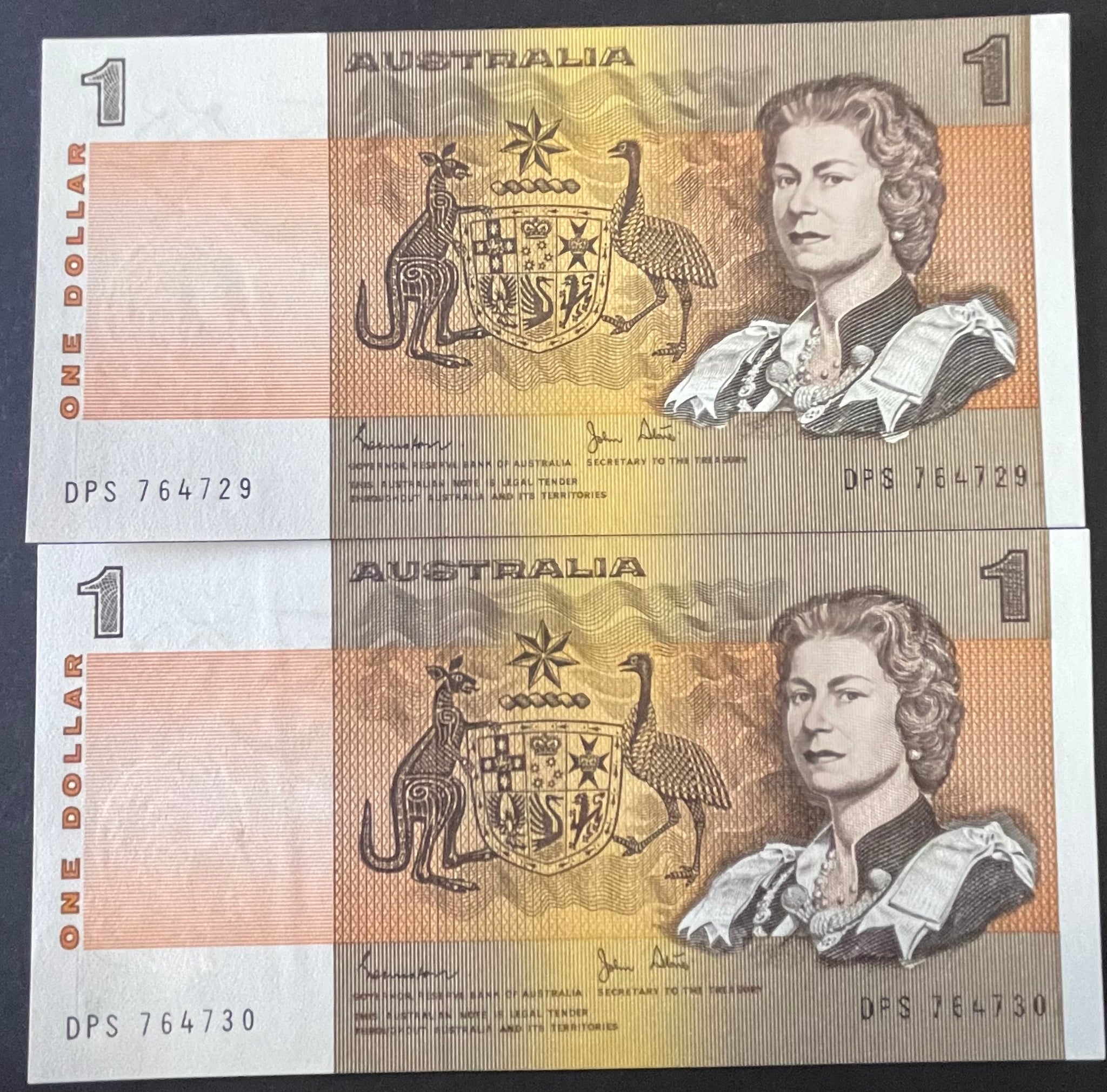 Australia 1982 R78L $1 Johnston/Stone Last Prefix Uncirculated Pair