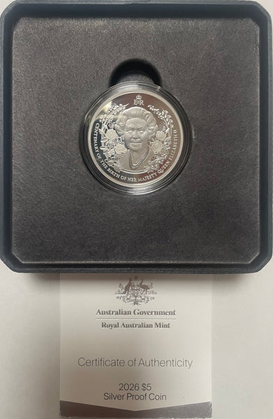 2026 RAM $5 Queen Elizabeth II Centenary Fine Silver 1oz Proof Coin