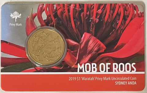 Australia 2019 Royal Australian Mint $1 Mob of Roos Sydney ANDA Privy Mark Uncirculated Coin