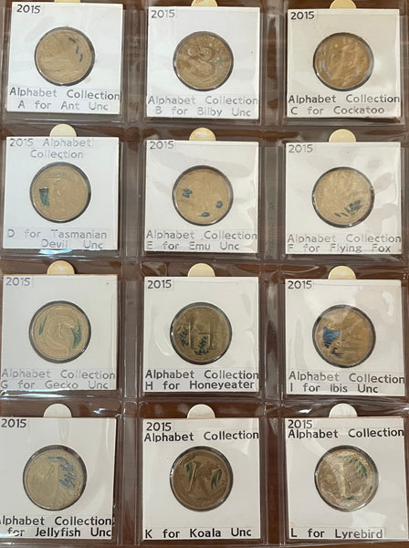 Australia 2015 Aussie Alphabet Coloured $1 coins Complete A to Z set of 26