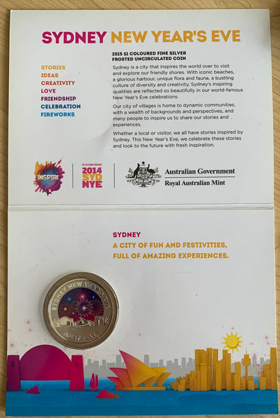 2015 Royal Australian Mint $1 Sydney New Year's Eve Half Ounce.999 Silver Uncirculated Coin