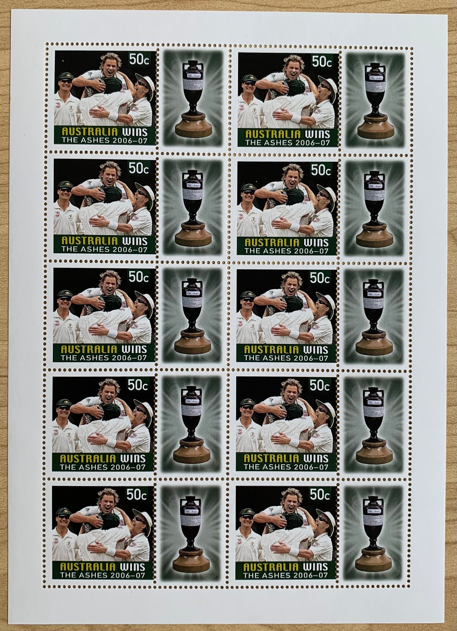 Australia Post Australia Wins 50c The Ashes 2006 - 07 Stamp Sheet