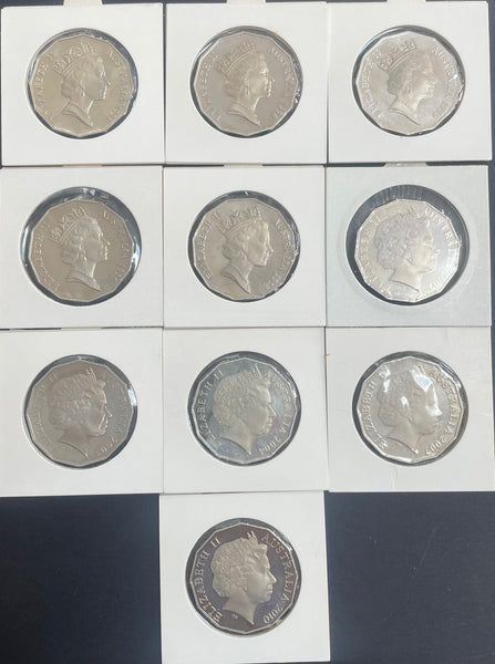 Australia 1966 - 2011 plus 2014 Royal Australian Mint Fifty Cents 50c Proof Coin Collection