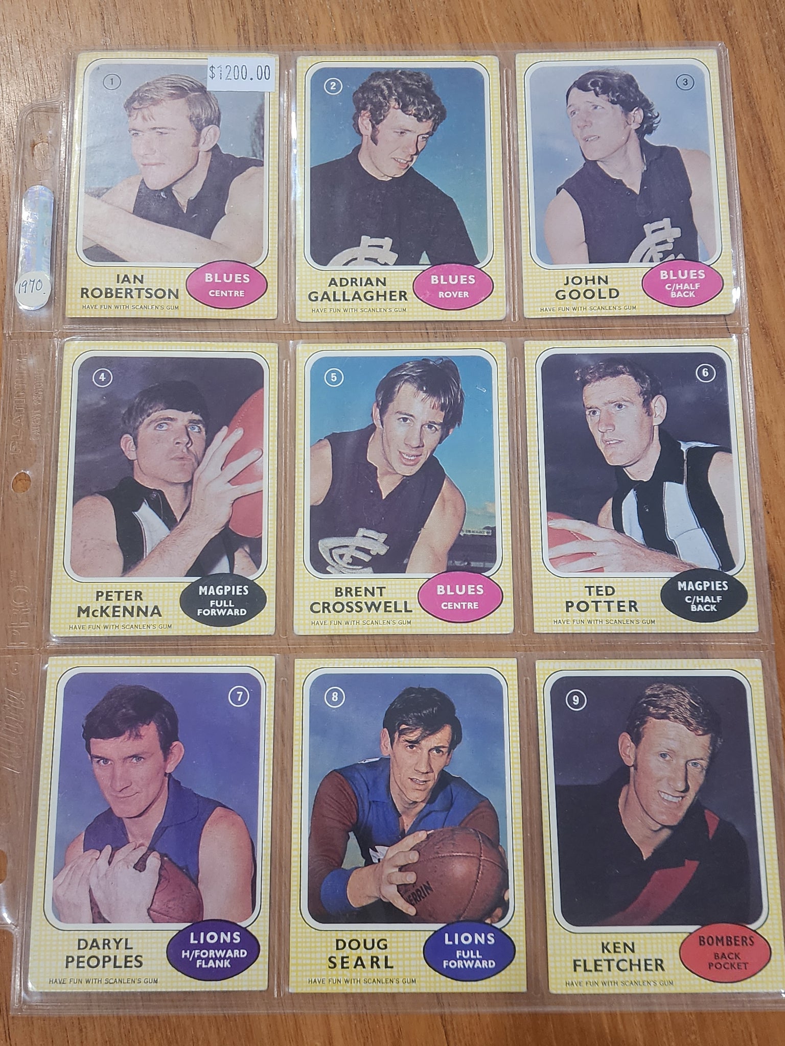 1970 Scanlens Set Excellent Condition