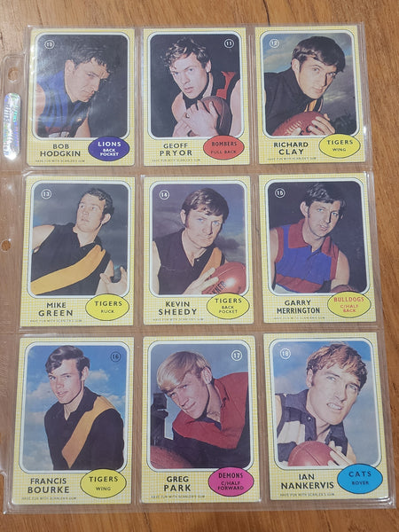 1970 Scanlens Set Excellent Condition