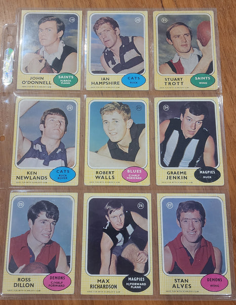 1970 Scanlens Set Excellent Condition