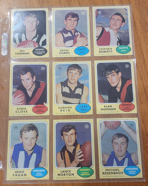 1970 Scanlens Set Excellent Condition