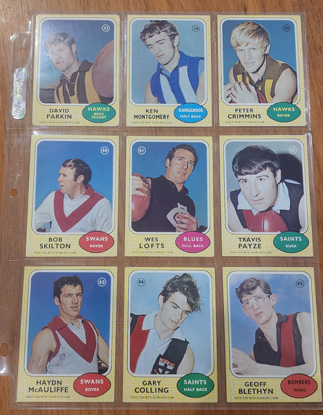 1970 Scanlens Set Excellent Condition