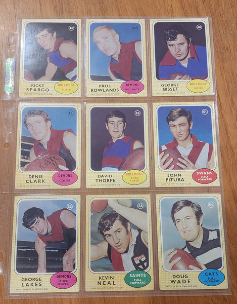 1970 Scanlens Set Excellent Condition