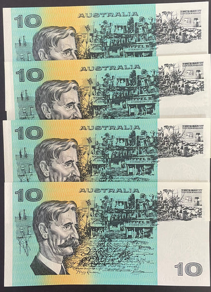 Australia $10 Banknote Johnston/Fraser Run of 4. R309
