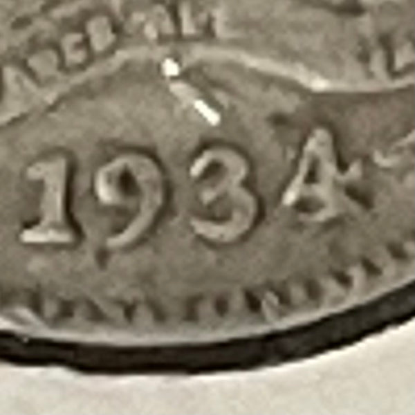 Australia 1934 overdate 1933 3d Threepence Silver Coin Fine Condition