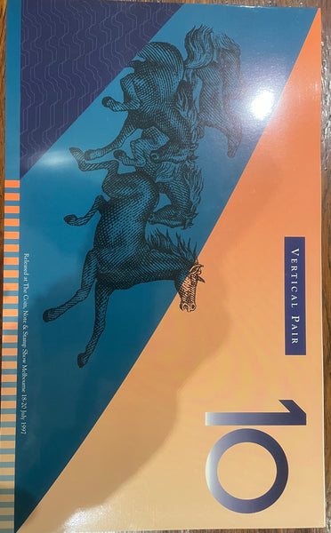 Australia 1997 Melbourne Show $10 Polymer Evans/Macfarlane Uncut Vertical Pair Banknote Folder