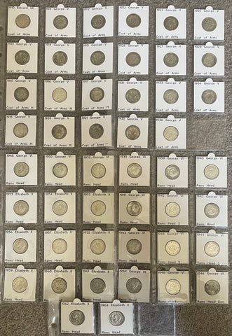 Australian Silver Shilling 1/- Set Complete Including 1921 & 1933