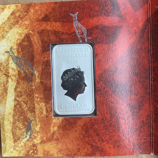 Australia 2008 Perth Mint $1 Kangaroo Dreaming 1oz Silver Square Coin