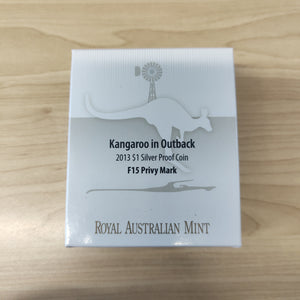 Australia 2013 Royal Australian Mint $1 Kangaroo in Outback Silver Proof Coin F15 Privy Mark