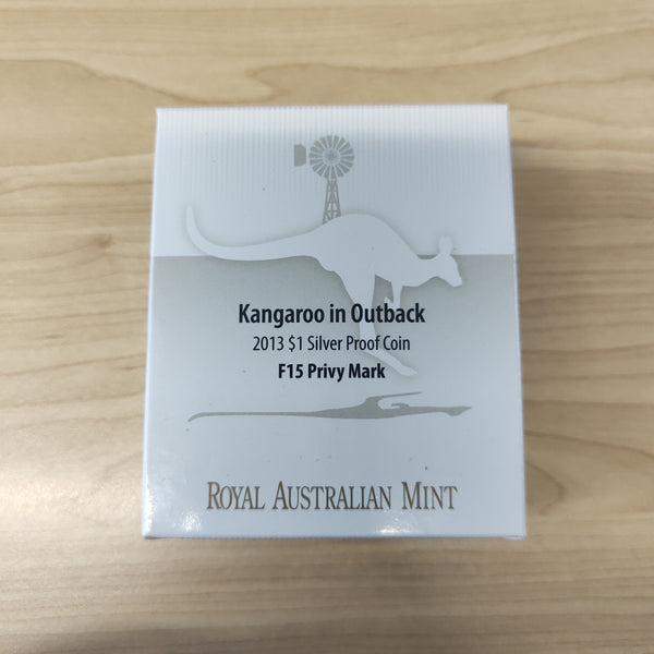 Australia 2013 Royal Australian Mint $1 Kangaroo in Outback Silver Proof Coin F15 Privy Mark