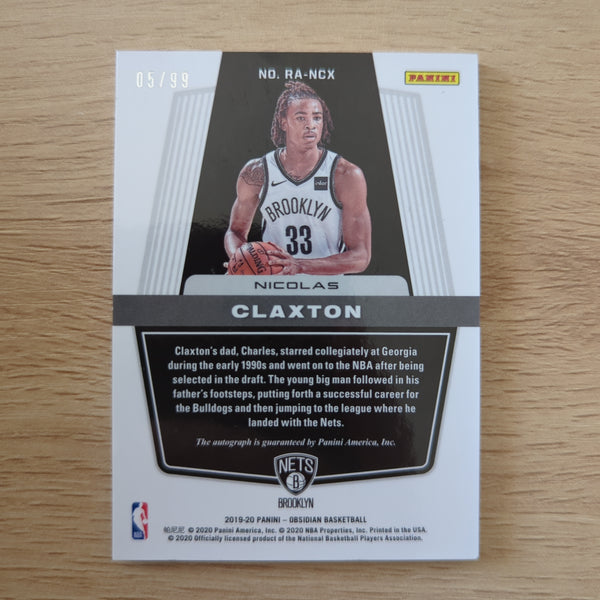 2019-20 Panini Obsidian Nicolas Claxton Rookie Autograph