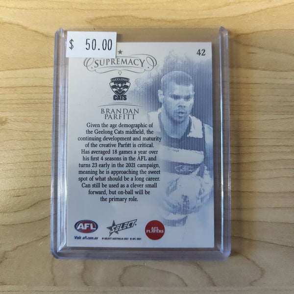 2021 AFL Select Supremacy Silver Base Card Brandan Parfitt Geelong 092/135