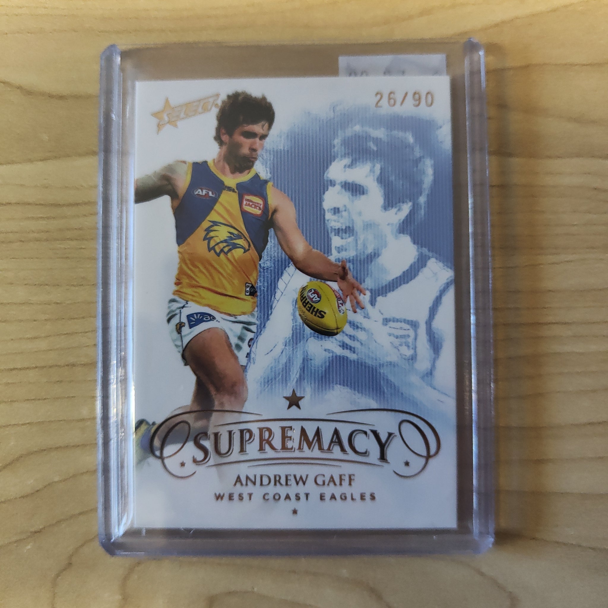 2021 AFL Select Supremacy Gold Base Card Andrew Gaff West Coast 26/90