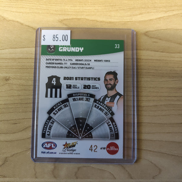 2022 AFL Select Prestige Green Parallel Brodie Grundy Collingwood 42/60