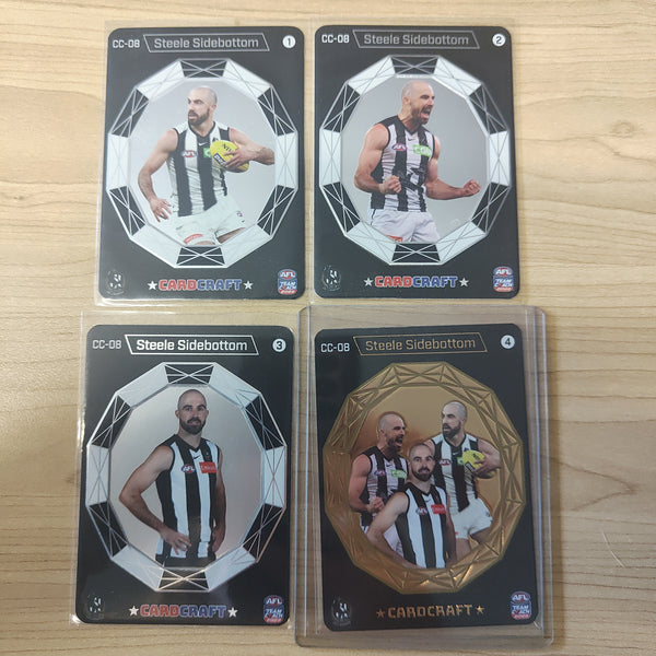 2022 Teamcoach Card Craft Steele Sidebottom Collingwood Complete Set of 4 Cards + Redeemed 24k Gold Card