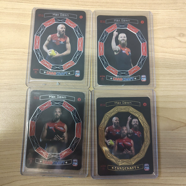 2021 Teamcoach Card Craft Max Gawn Melbourne Premiership Year Complete Set of 4 Cards + Redeemed 24k Gold Card