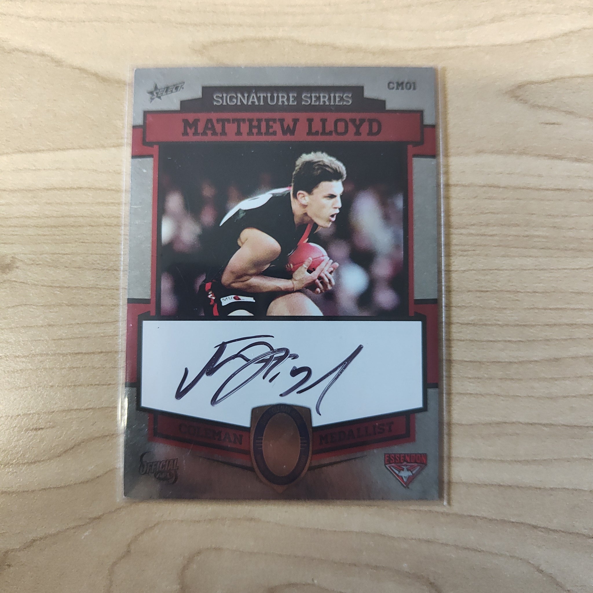 2013 Select Signature Series Coleman Medallist Matthew Lloyd Essendon Hand Signed Unnumbered Card