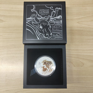 2021 Perth Mint Australian Lunar Series III Year of the Ox $1 1oz Silver Gilded Coin