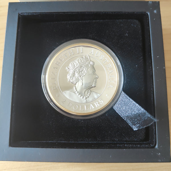 2022 Perth Mint Kookaburra $2 2oz Silver High Relief Gilded Coin