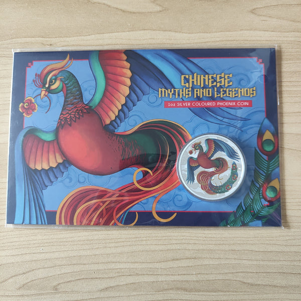 2022 Perth Mint Chinese Myths and Legends Phoenix $1 1oz Silver Vivid Coloured Carded Coin