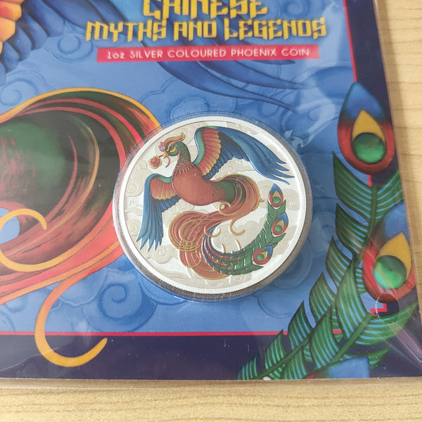 2022 Perth Mint Chinese Myths and Legends Phoenix $1 1oz Silver Vivid Coloured Carded Coin