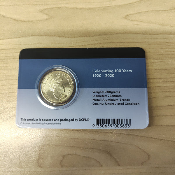 2020 RAM $1 Qantas Downies Carded Uncirculated Coin