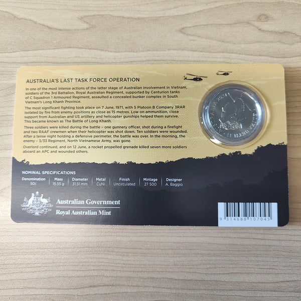 2021 RAM 50th Anniversary Of Operation Overlord Battle of Long Khanh 50c Carded Uncirculated Coin