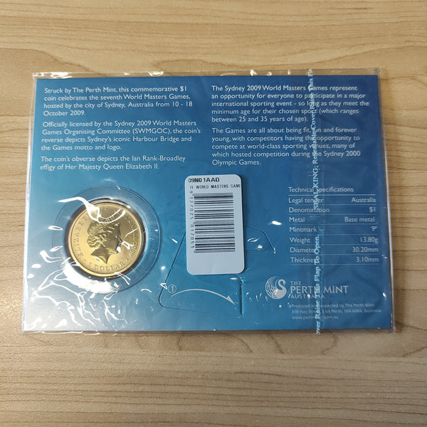 2009 Perth Mint Sydney World Masters Games $1 Carded Coin