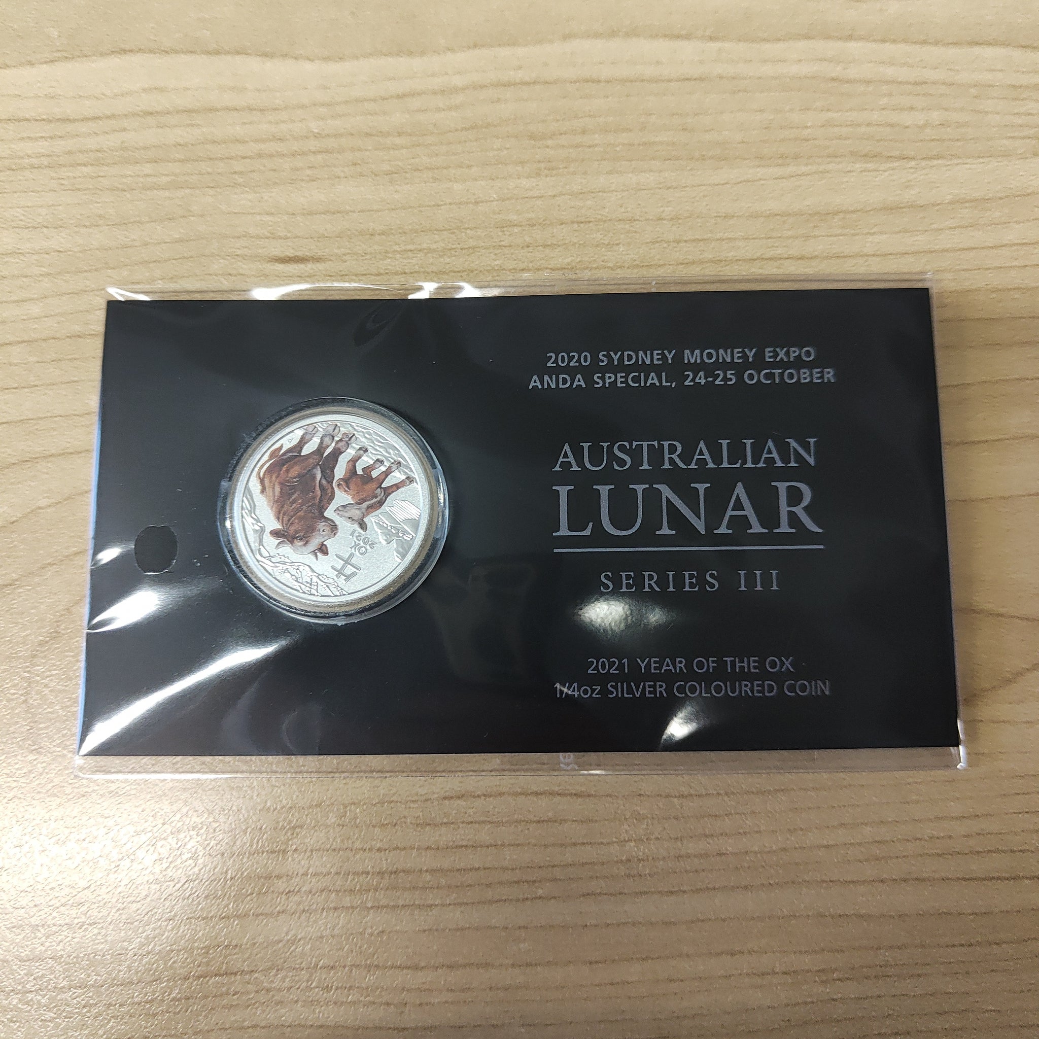 2021 Perth Mint ANDA Lunar Series III Year of the Ox 1/4oz Silver Coloured Carded Coin