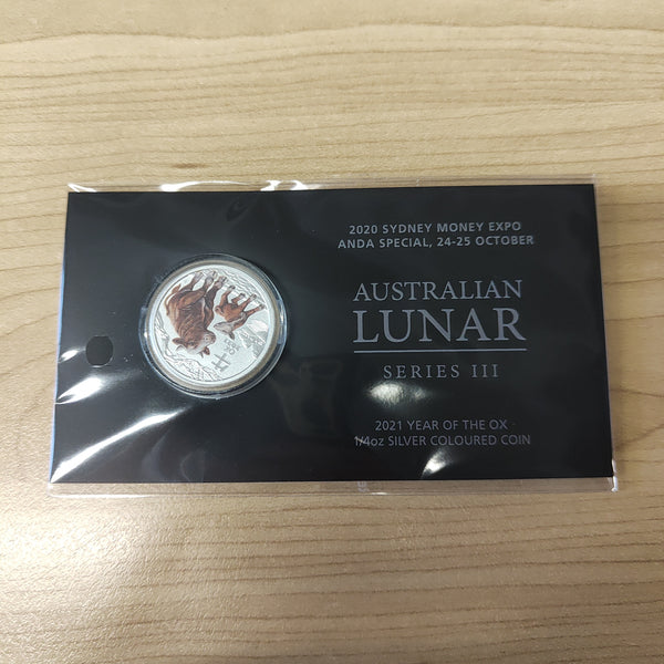 2021 Perth Mint ANDA Lunar Series III Year of the Ox 1/4oz Silver Coloured Carded Coin