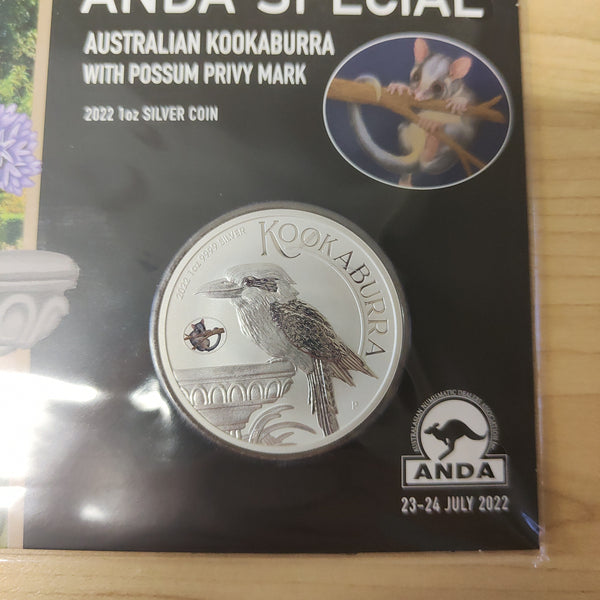 2022 Melbourne Money Expo ANDA Special Australian Kookaburra Possum Privy Mark 1oz Silver Coin