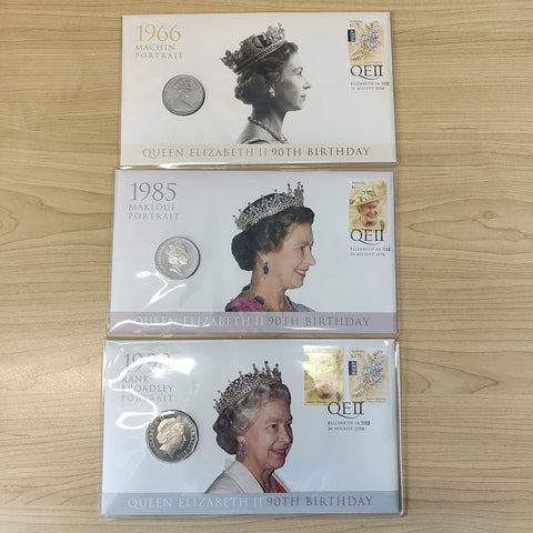 2016 Australia Post Queen Elizabeth II 90th Birthday Portraits Set of 3 PNCs