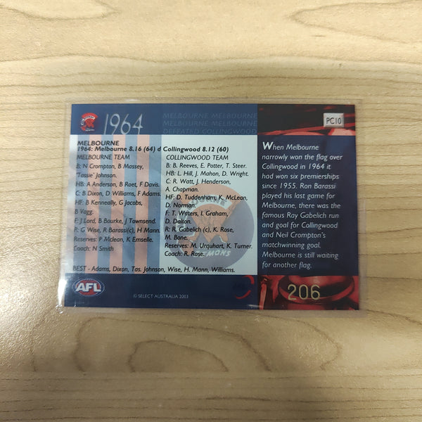2003 Select XL Ultra 1964 Premiership Commemorative Melbourne No.206