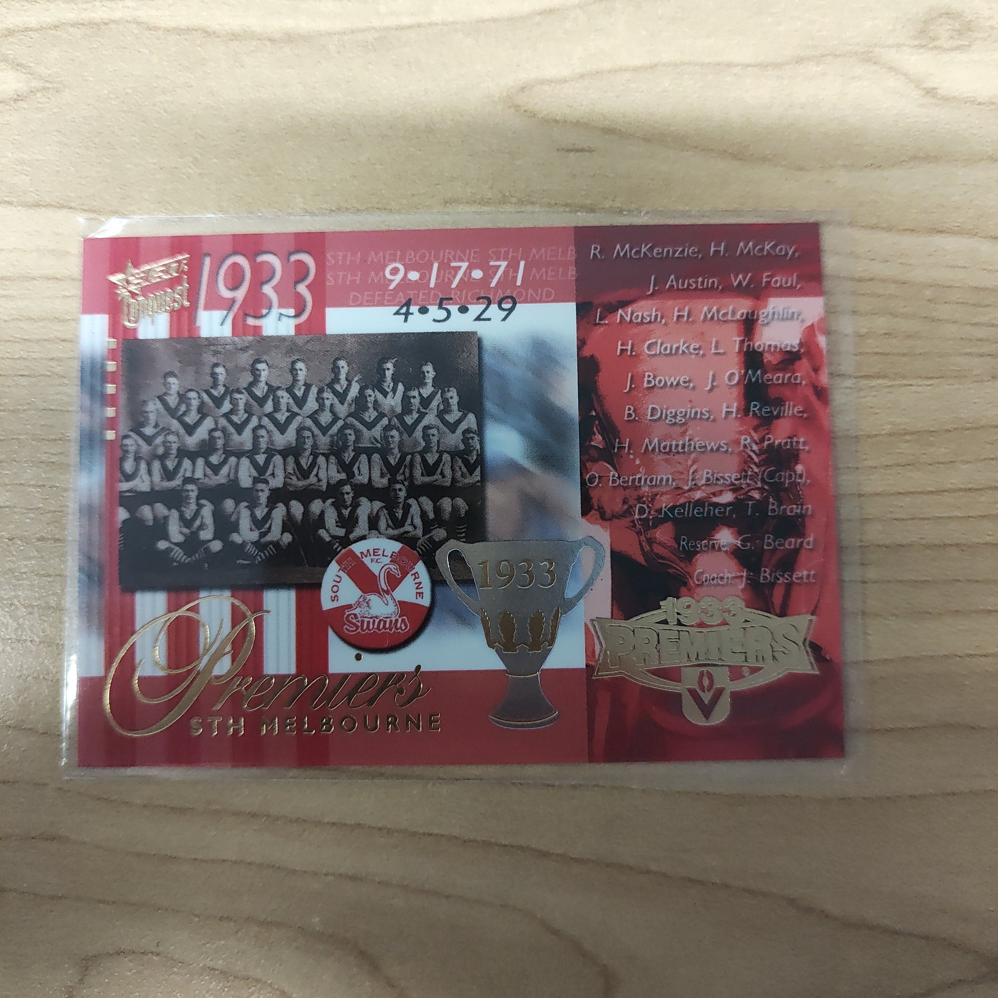 2004 Select Conquest 1933 Premiership Commemorative South Melbourne No.223