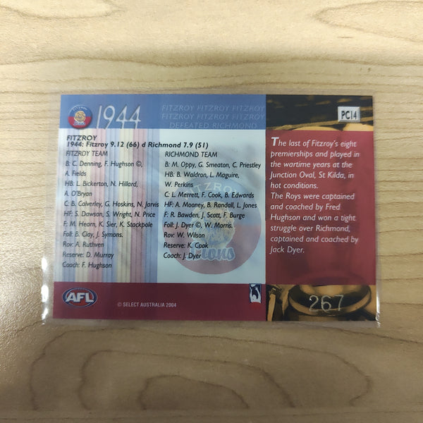 2004 Select Conquest 1944 Premiership Commemorative Fitzroy No.267