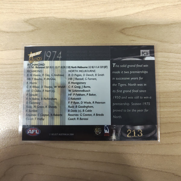 2004 Select Ovation 1974 Premiers Richmond No.213