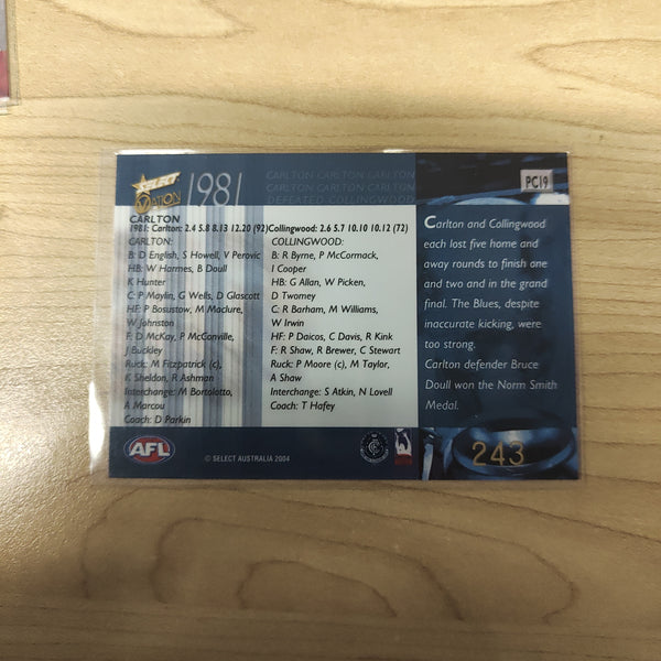 2004 Select Ovation 1981 Premiership Commemorative Carlton No.243