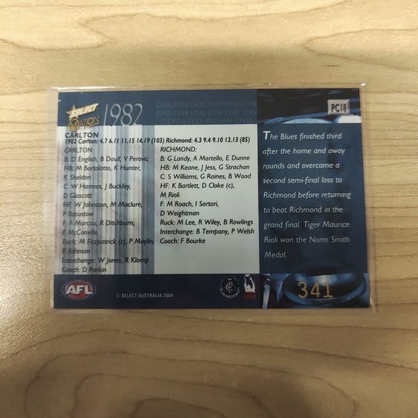 2004 Select Ovation 1982 Premiership Commemorative Carlton No.341