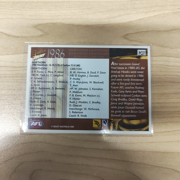 2005 Select Tradition 1986 Premiers Hawthorn