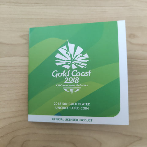 Australia 2018 Royal Australian Mint 50c Fifty Cents Gold Coast Commonwealth Games Gold Plated Uncirculated Coin
