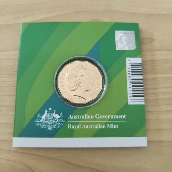 Australia 2018 Royal Australian Mint 50c Fifty Cents Gold Coast Commonwealth Games Gold Plated Uncirculated Coin